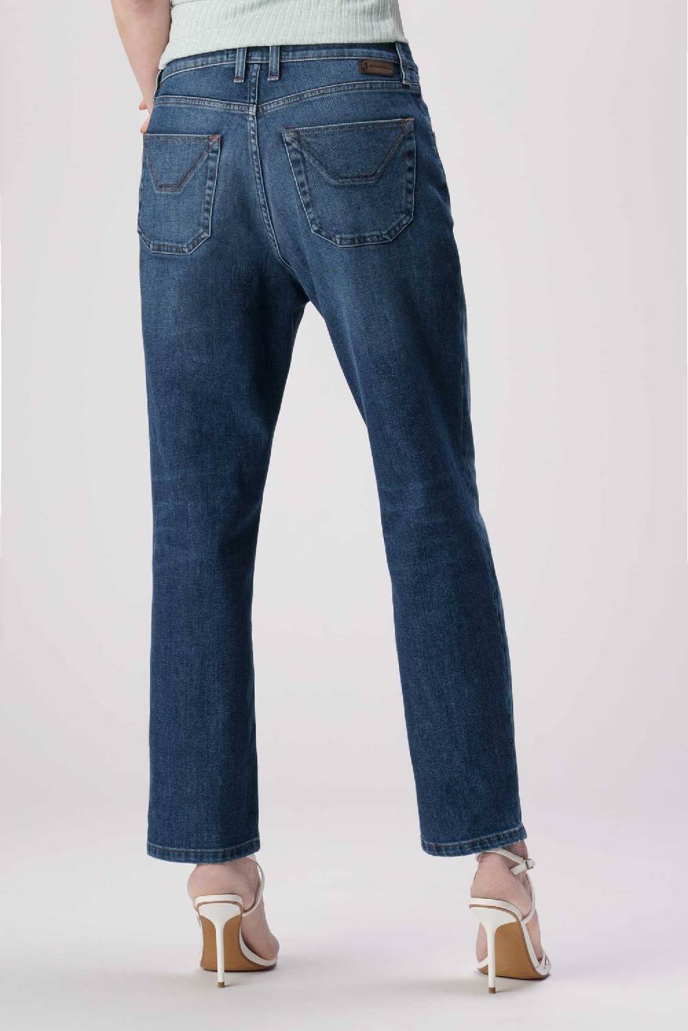 Jeckerson Julia - Pantalone 5 tasche boyfriend in denim tri-blend blu scuro Online