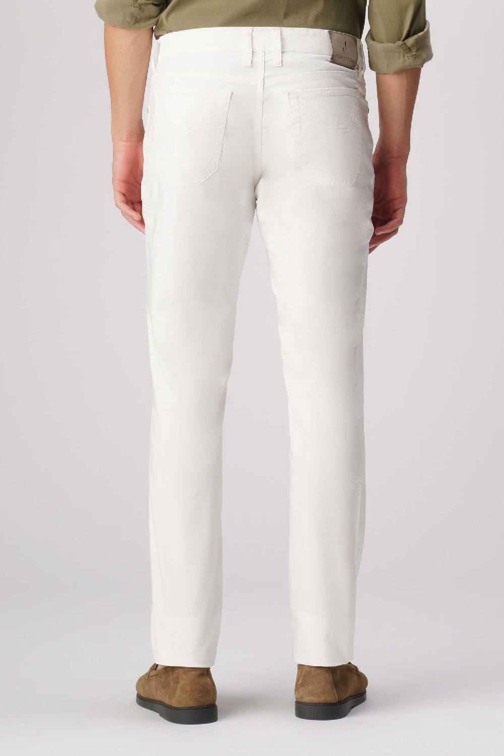 Jeckerson John - Pantalone 5 tasche in armatura raso bianco Vendite stagionali