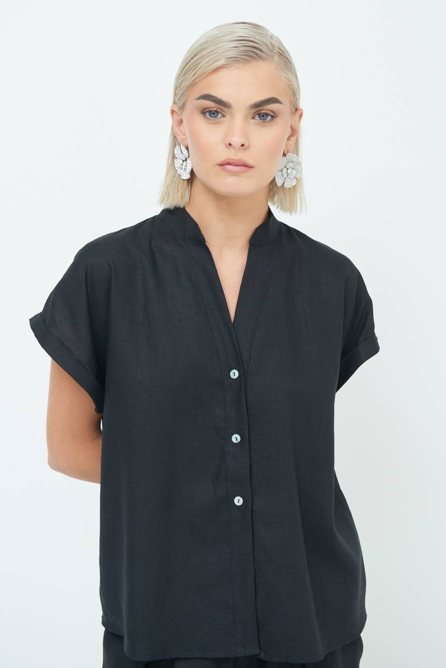 Kikisix CAMICIA MANICA ALETTA NERO Offerta per la Festa della Mamma