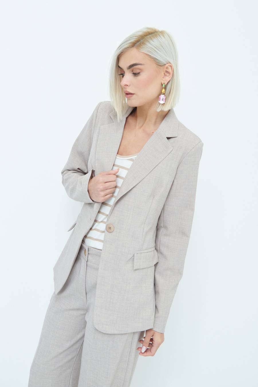 Kikisix GIACCA TESSUTO FIAMMATO BEIGE Affare Del Giorno