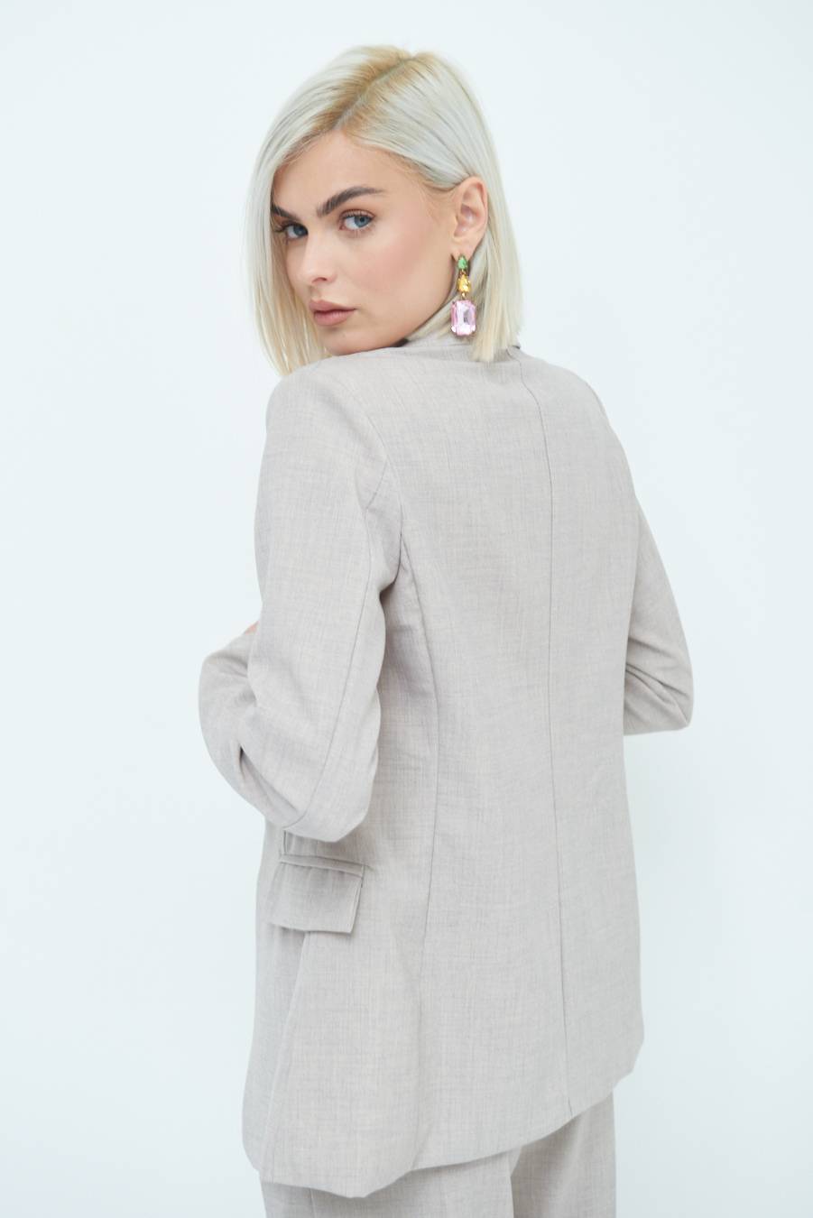 Kikisix GIACCA TESSUTO FIAMMATO BEIGE Affare Del Giorno