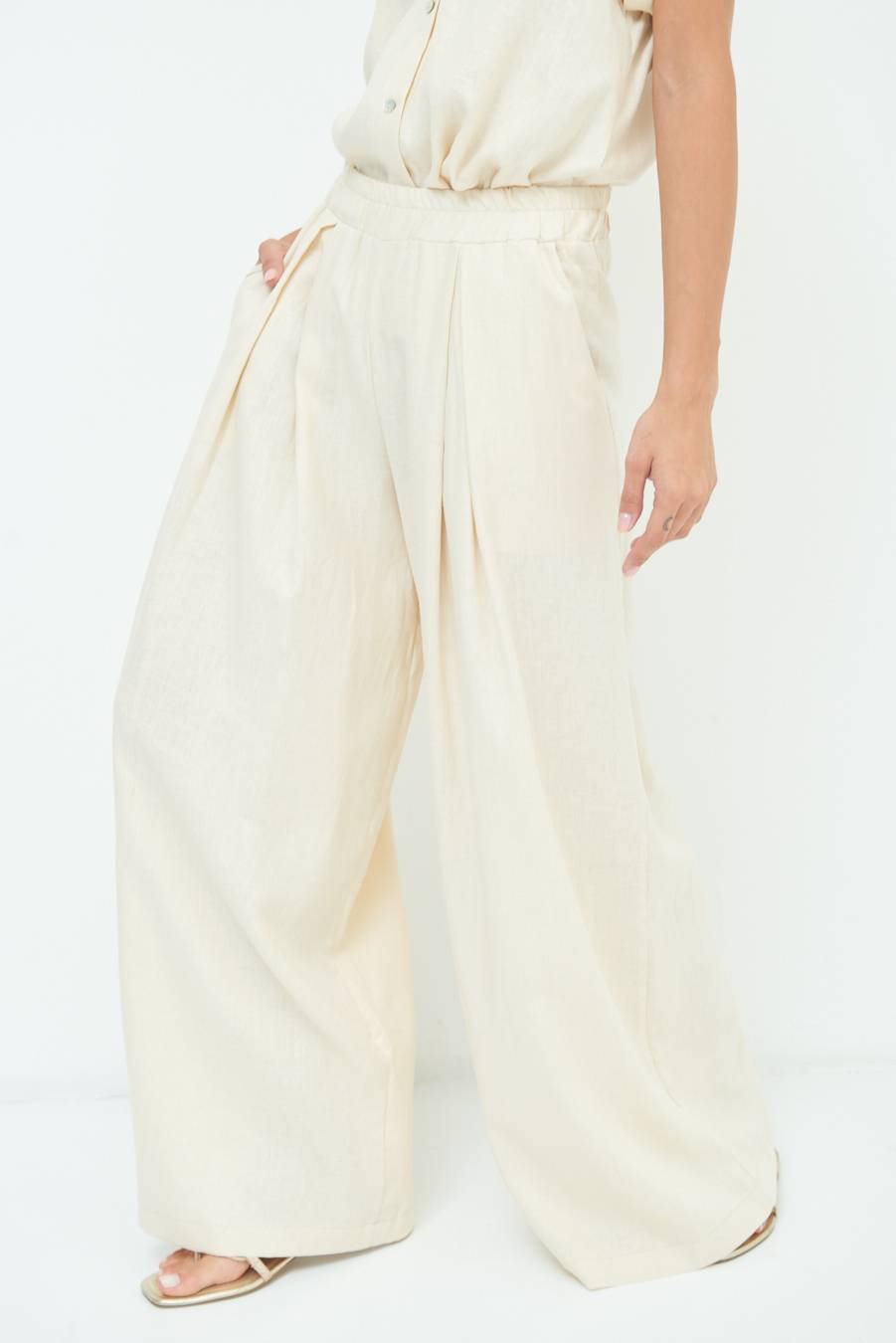 Kikisix PANTA PALAZZO CON PINCE NATURALE Bestseller