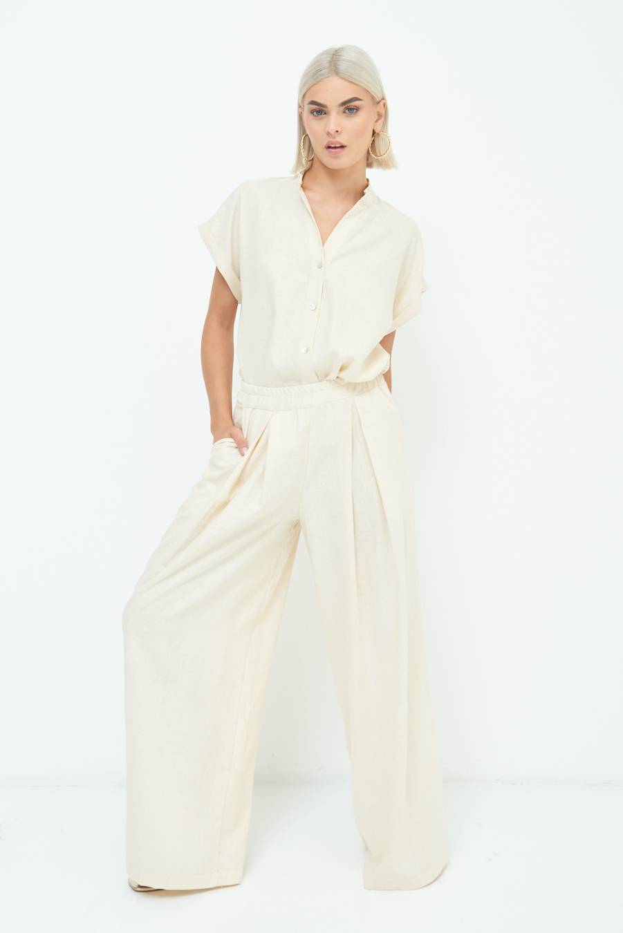 Kikisix PANTA PALAZZO CON PINCE NATURALE Bestseller