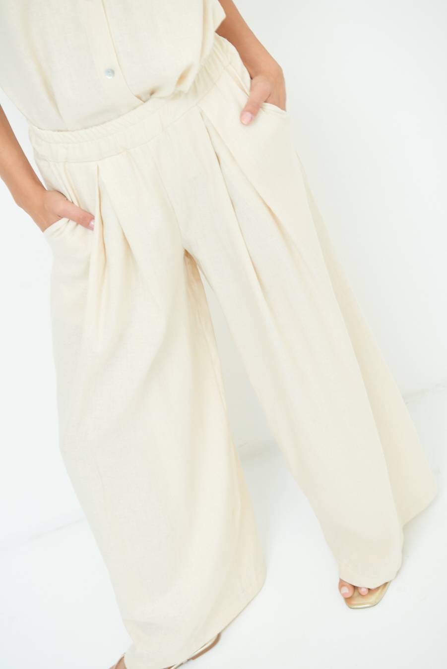 Kikisix PANTA PALAZZO CON PINCE NATURALE Bestseller