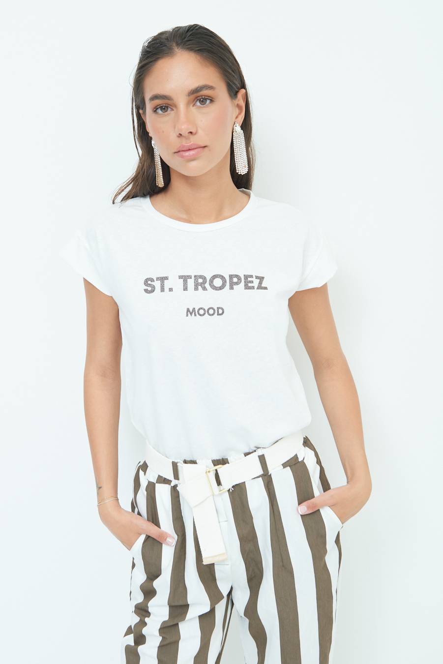 Kikisix T-SHIRT ''ST.TROPEZ'' CIOCCOLATO In Vendita