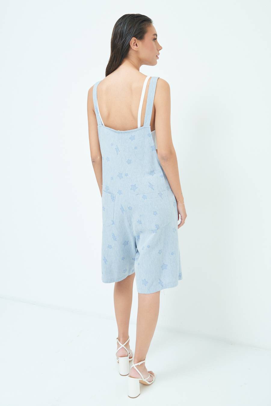 Kikisix SALOPETTE BERMUDA CON STELLE E FULMINI BLU CHIARO Hotsell