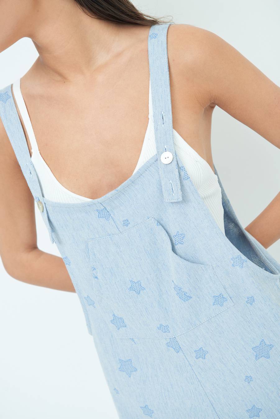 Kikisix SALOPETTE BERMUDA CON STELLE E FULMINI BLU CHIARO Hotsell