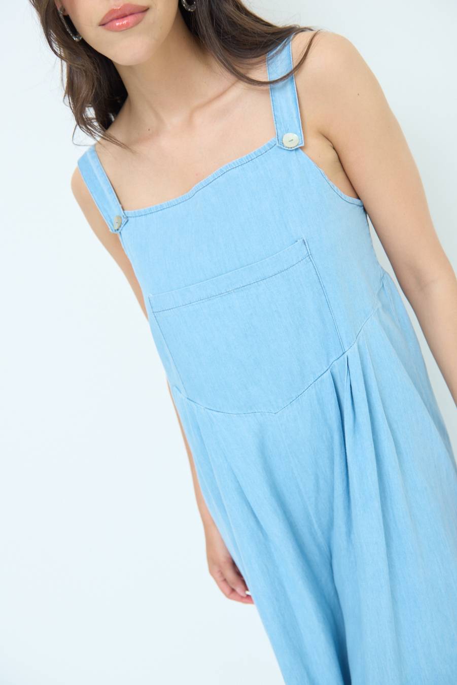 Kikisix SALOPETTE TASCA DAVANTI CHAMBRAY BLU CHIARO Online Outlet