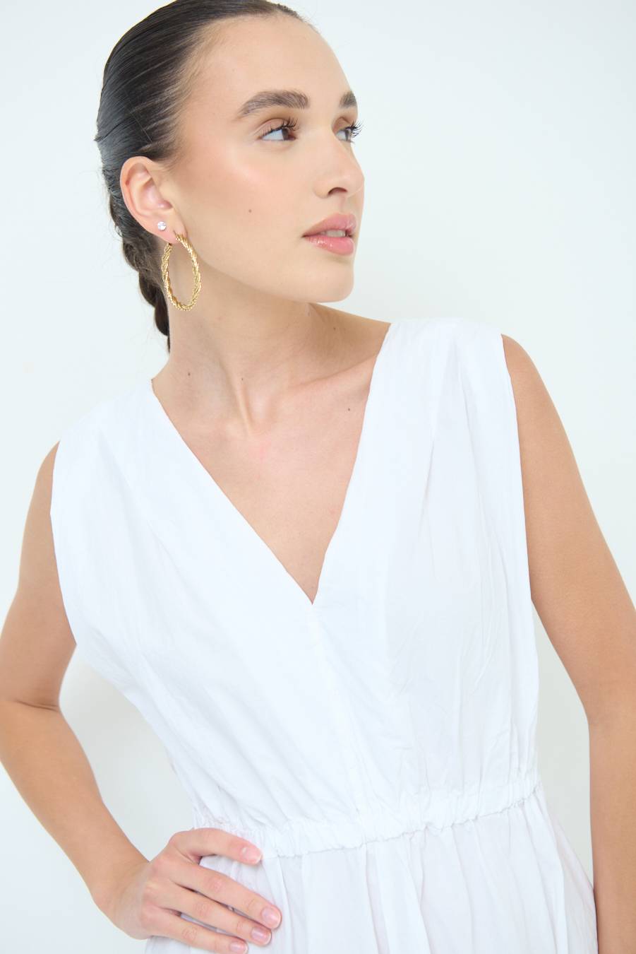 Kikisix ABITO MIDI CON ELASTICO BIANCO In Saldo