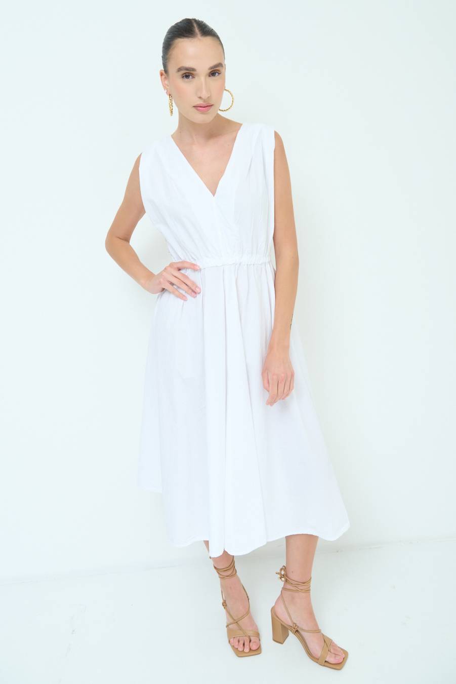 Kikisix ABITO MIDI CON ELASTICO BIANCO In Saldo