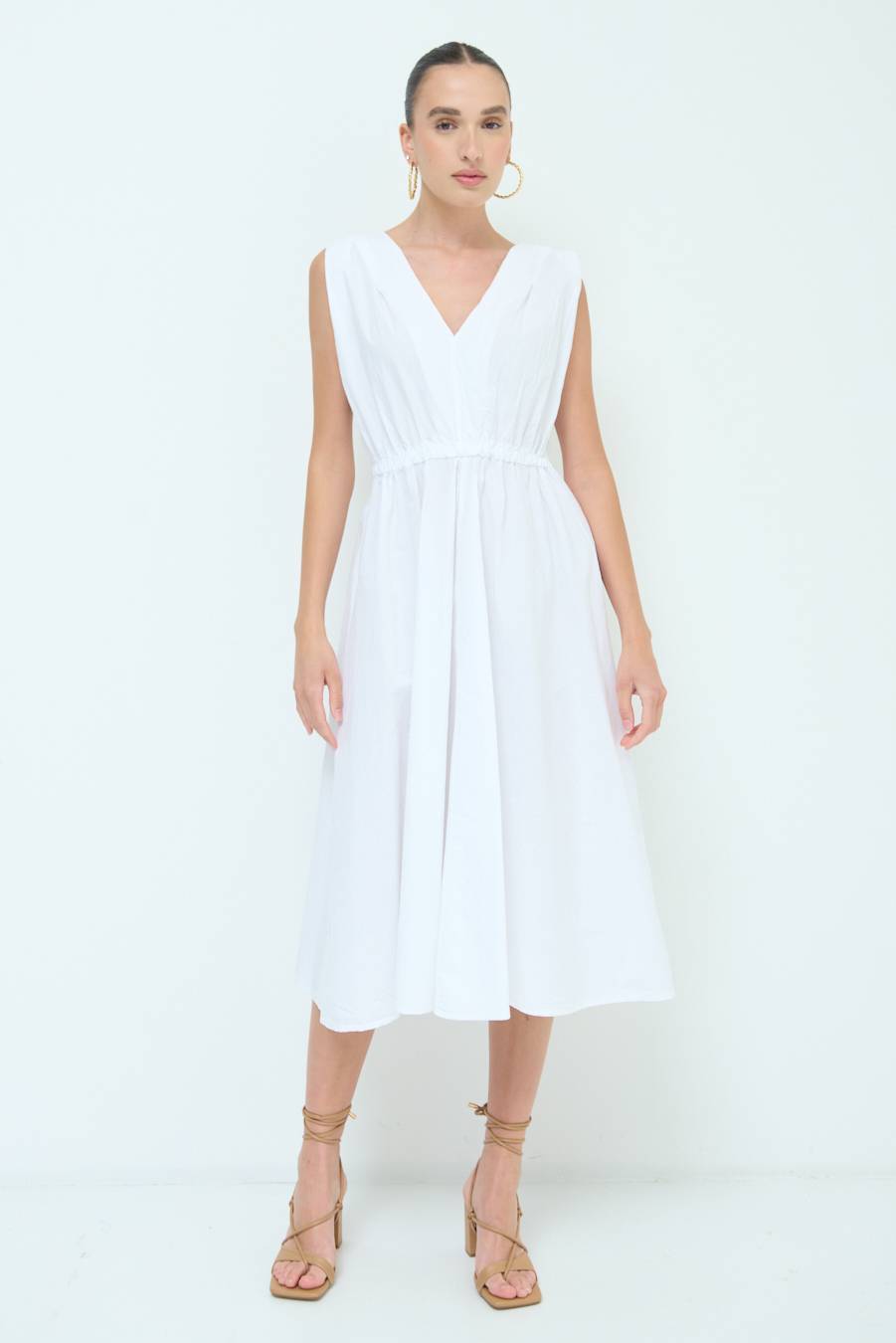 Kikisix ABITO MIDI CON ELASTICO BIANCO In Saldo