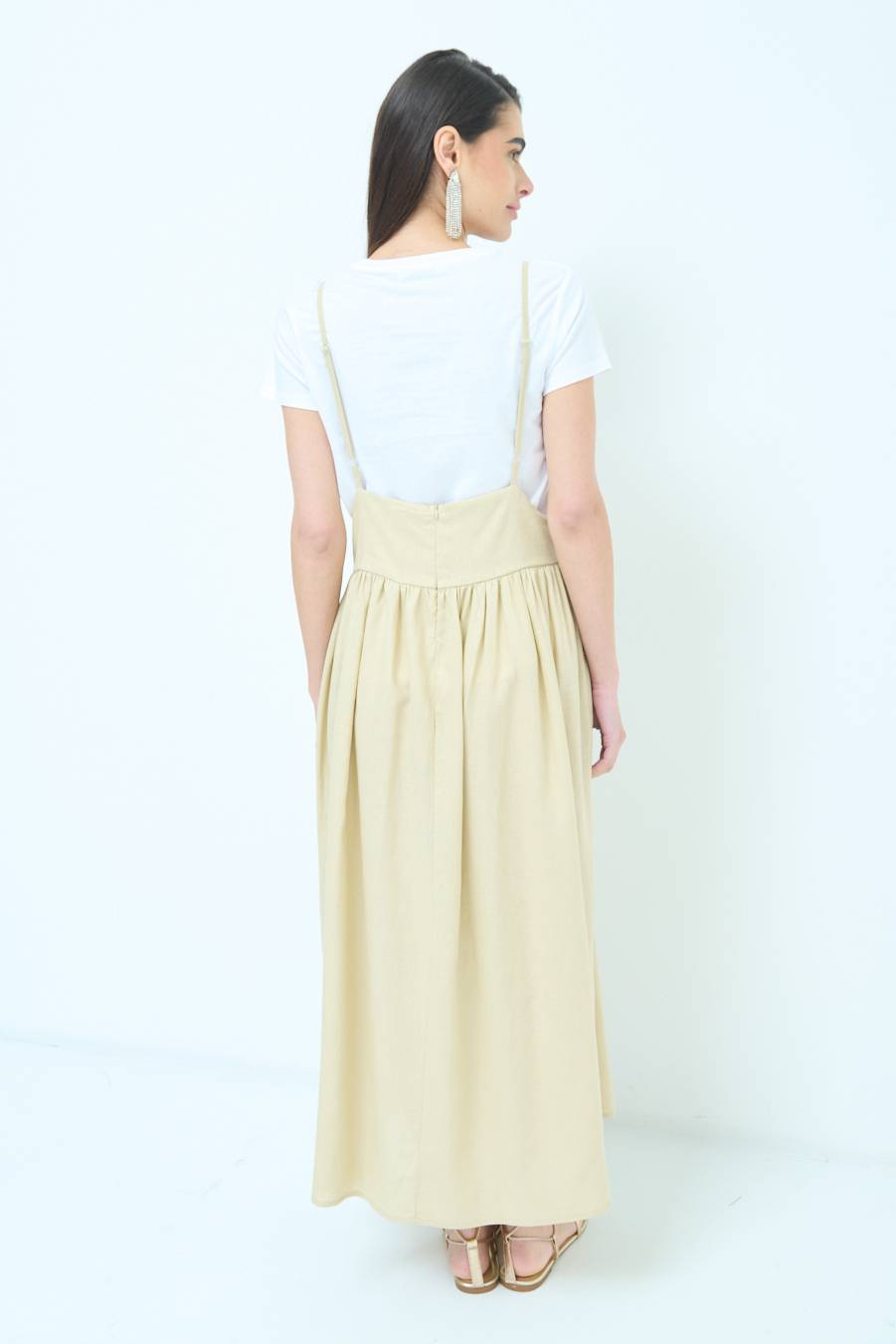 Kikisix ABITO CON TAGLIO SENO MISTO VISCOSA BEIGE Consegna Veloce