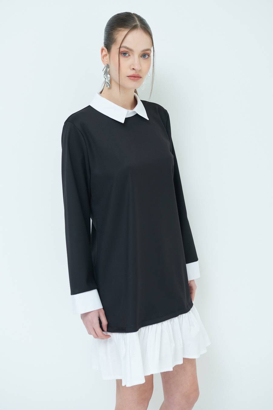 Kikisix ABITO FINTA CAMICIA BIANCO/NERO Spedizione Gratuita