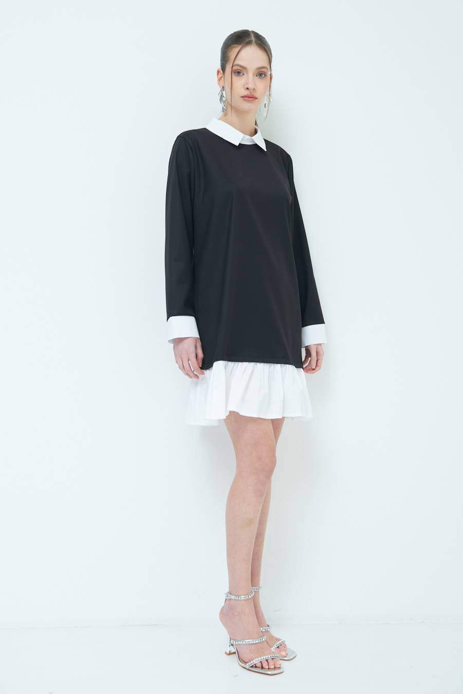 Kikisix ABITO FINTA CAMICIA BIANCO/NERO Spedizione Gratuita