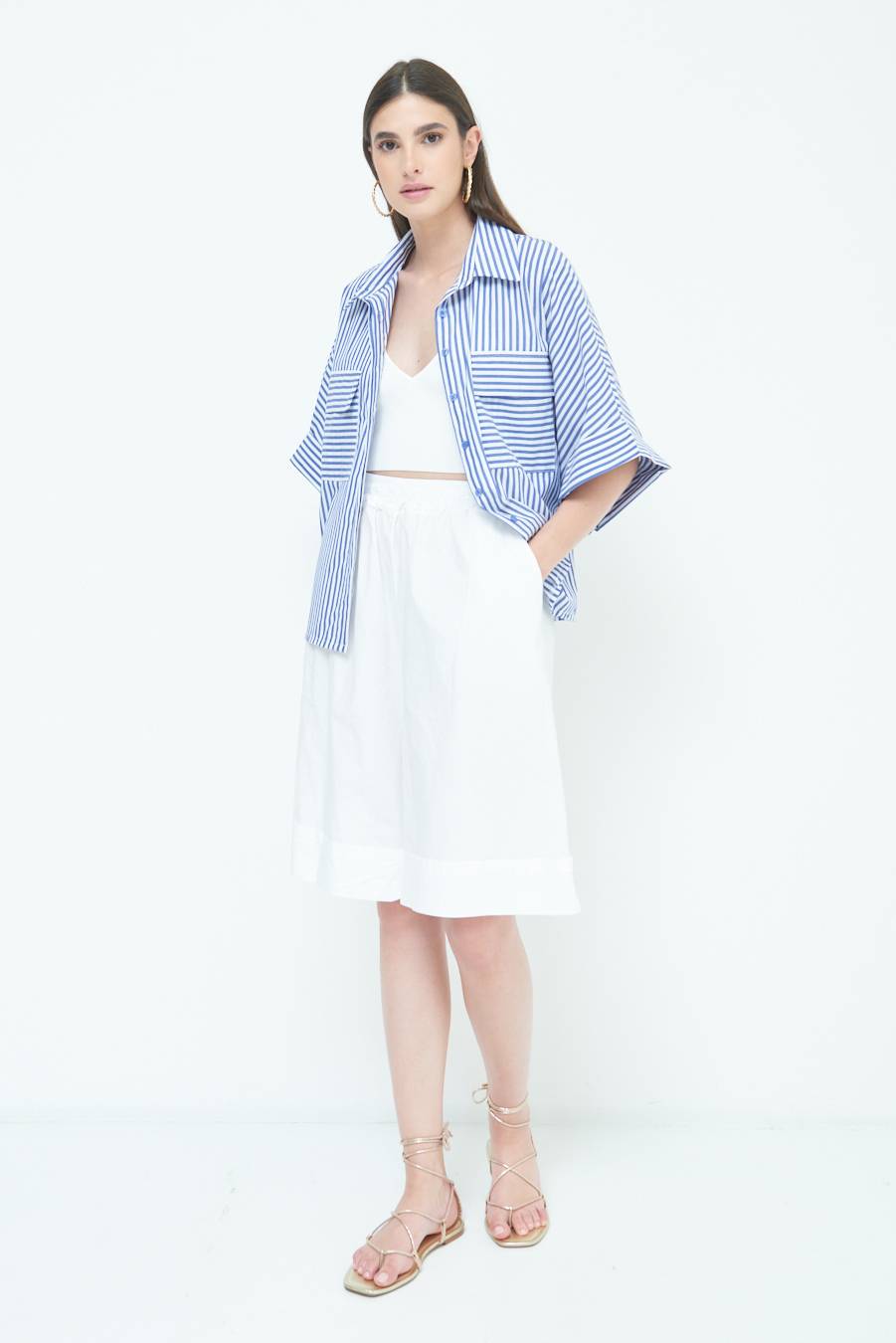 Kikisix CAMICIA OVER CON TASCHE BLU