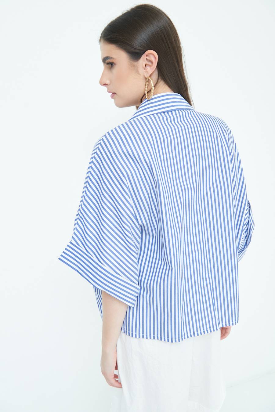 Kikisix CAMICIA OVER CON TASCHE BLU Promozione Limitata