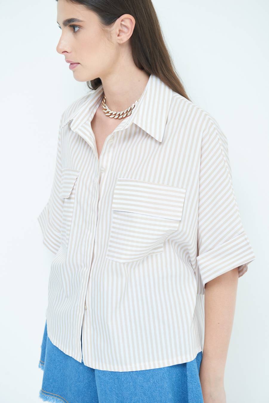 Kikisix CAMICIA OVER CON TASCHEBEIGE Fino Al -60%
