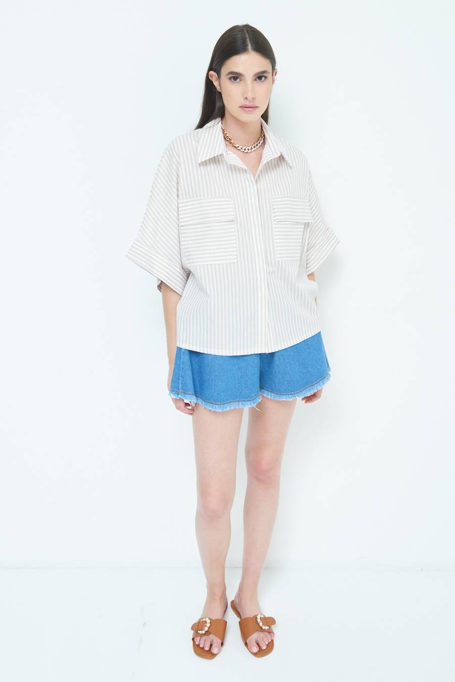 Kikisix CAMICIA OVER CON TASCHEBEIGE Fino Al -60%