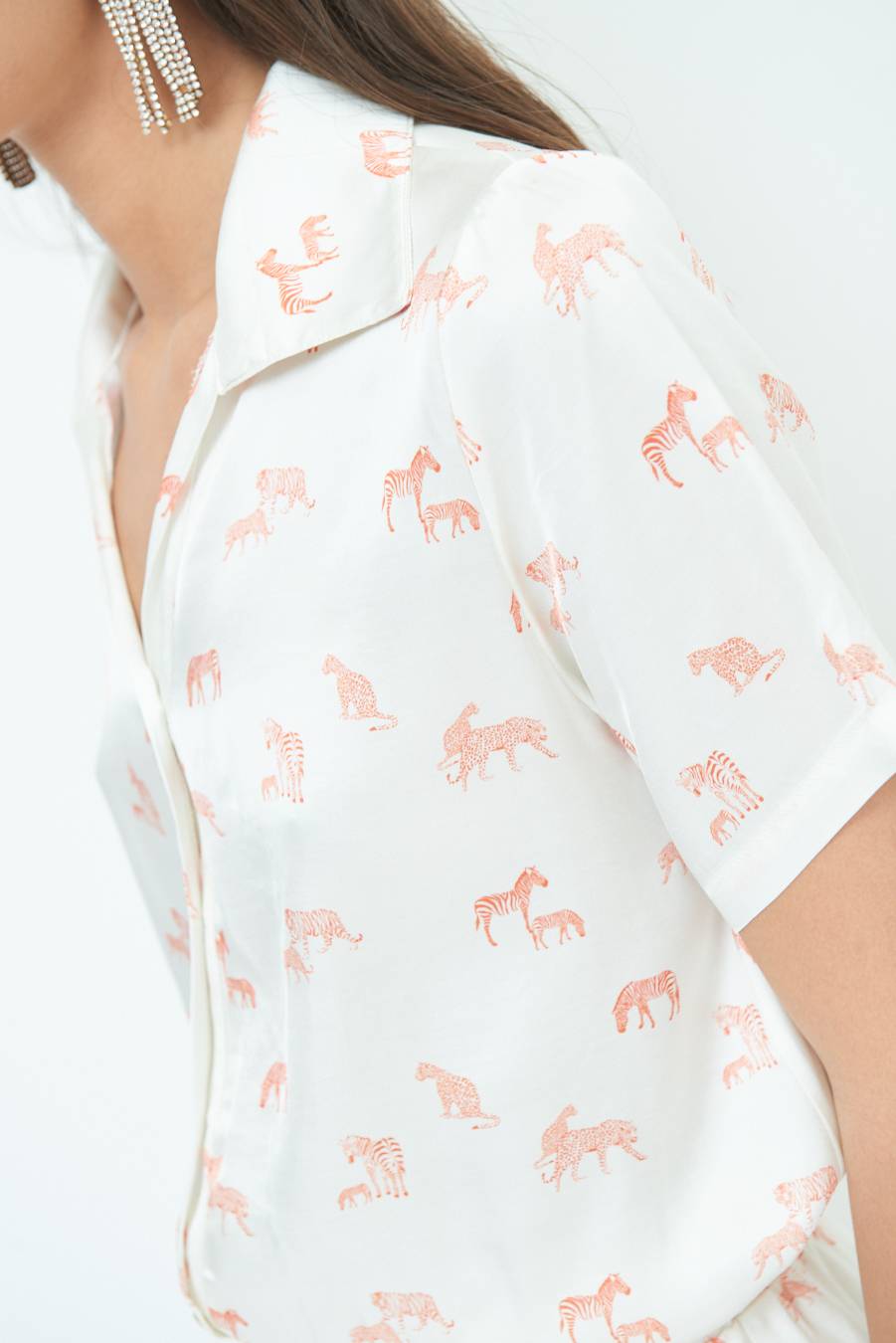 Kikisix CAMICIA MEZZA MANICA STAMPA ARANCIO Shopping Online