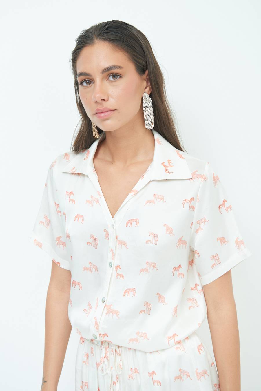 Kikisix CAMICIA MEZZA MANICA STAMPA ARANCIO Shopping Online