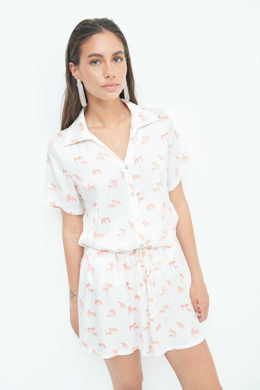 Kikisix CAMICIA MEZZA MANICA STAMPA ARANCIO Shopping Online