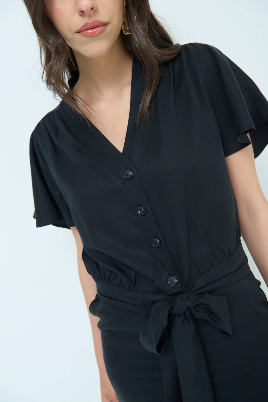 Kikisix CAMICIA SCOLLO AMPIO NERO Online