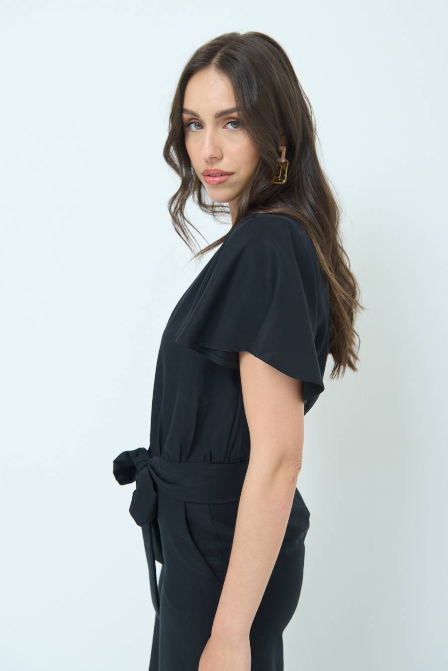 Kikisix CAMICIA SCOLLO AMPIO NERO Online