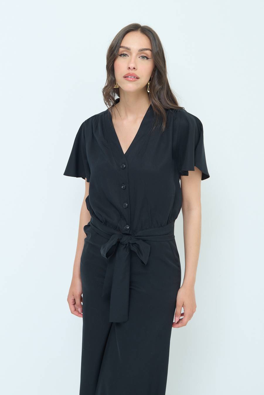 Kikisix CAMICIA SCOLLO AMPIO NERO Online