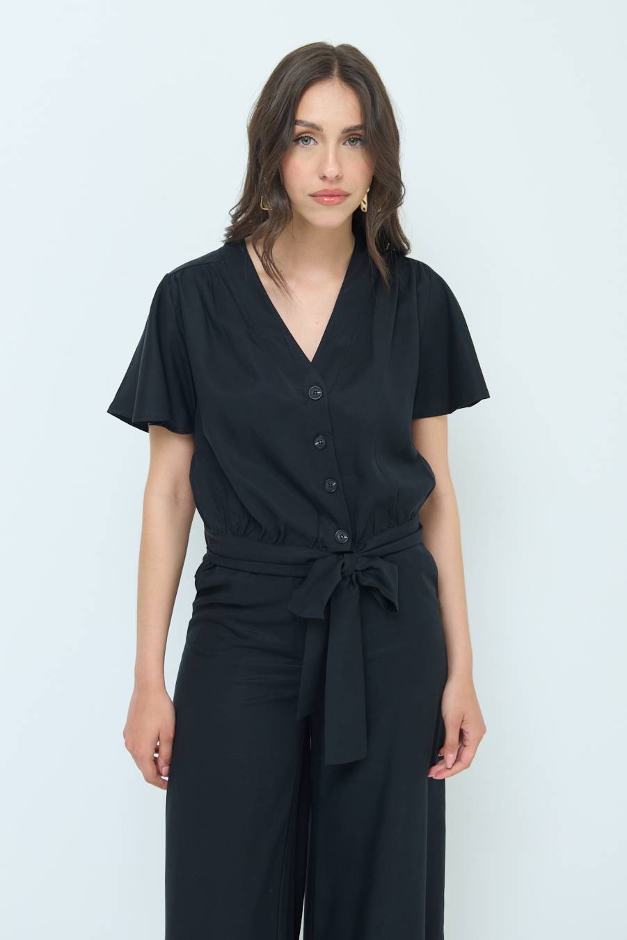 Kikisix CAMICIA SCOLLO AMPIO NERO Online