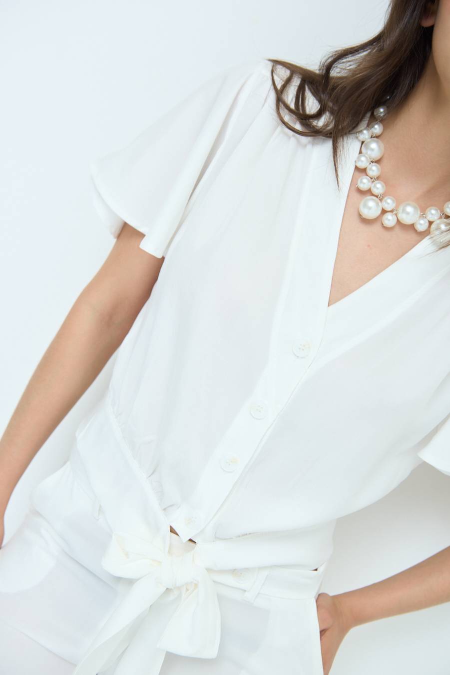 Kikisix CAMICIA SCOLLO AMPIO BIANCO Outlet