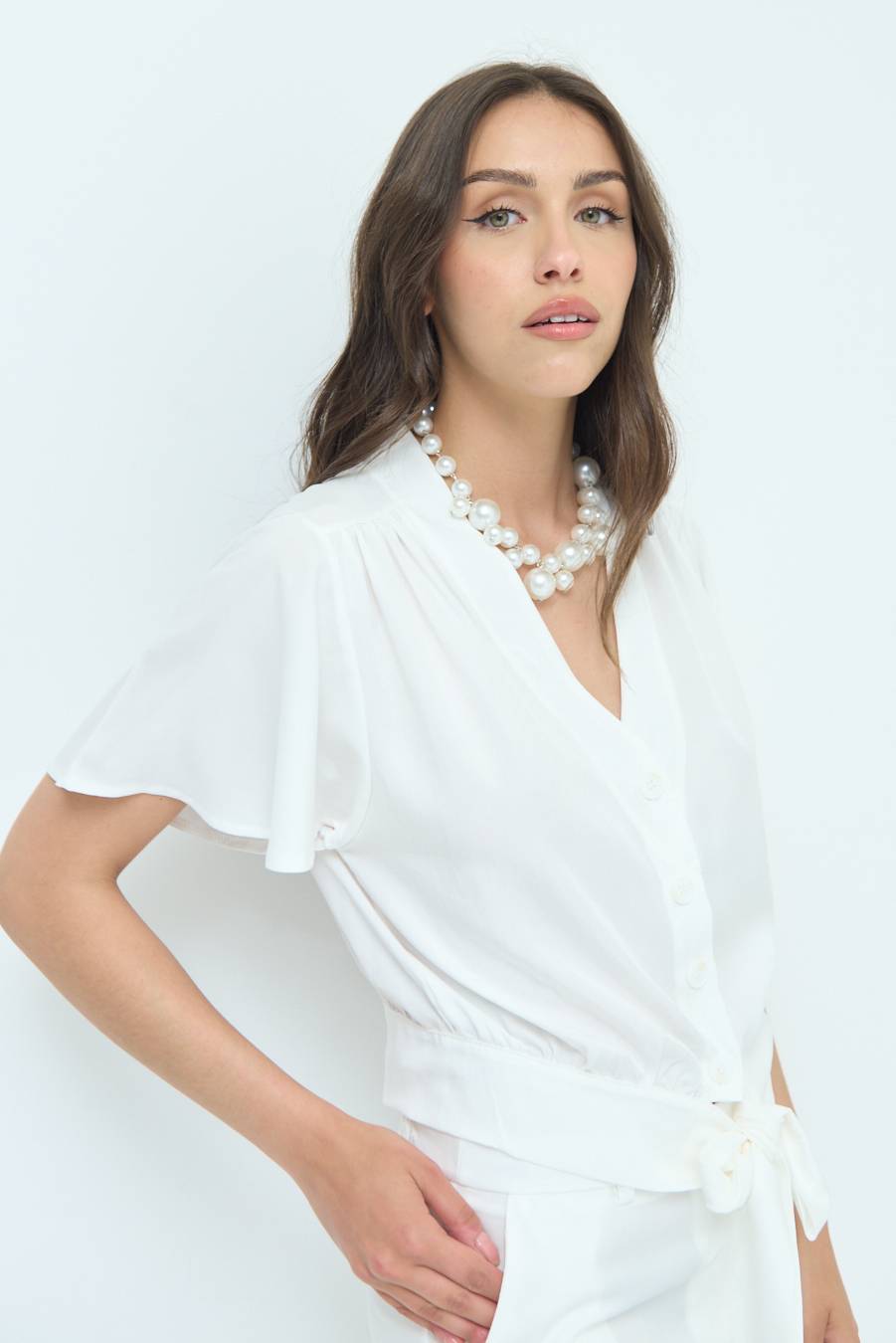 Kikisix CAMICIA SCOLLO AMPIO BIANCO Outlet