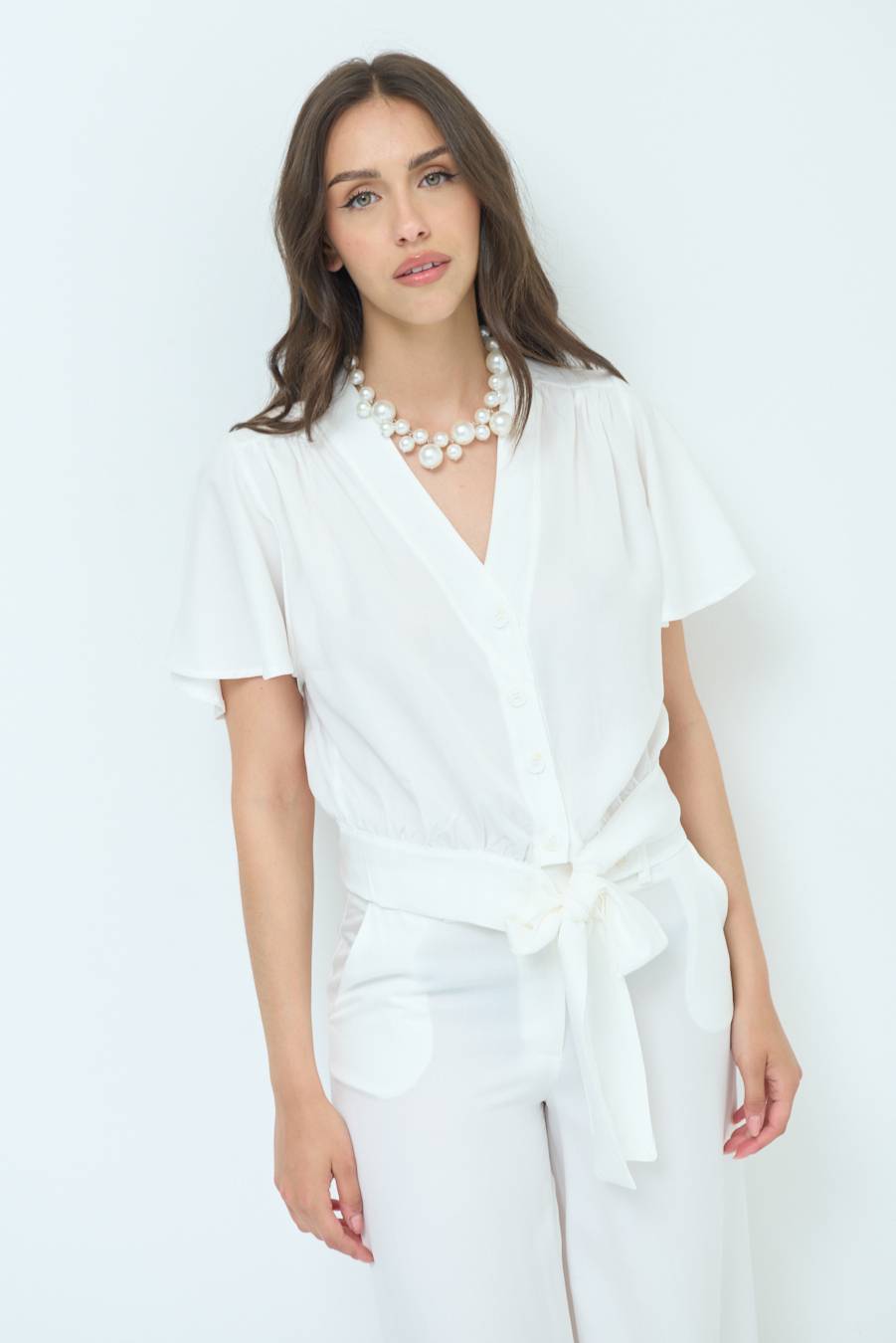 Kikisix CAMICIA SCOLLO AMPIO BIANCO Outlet