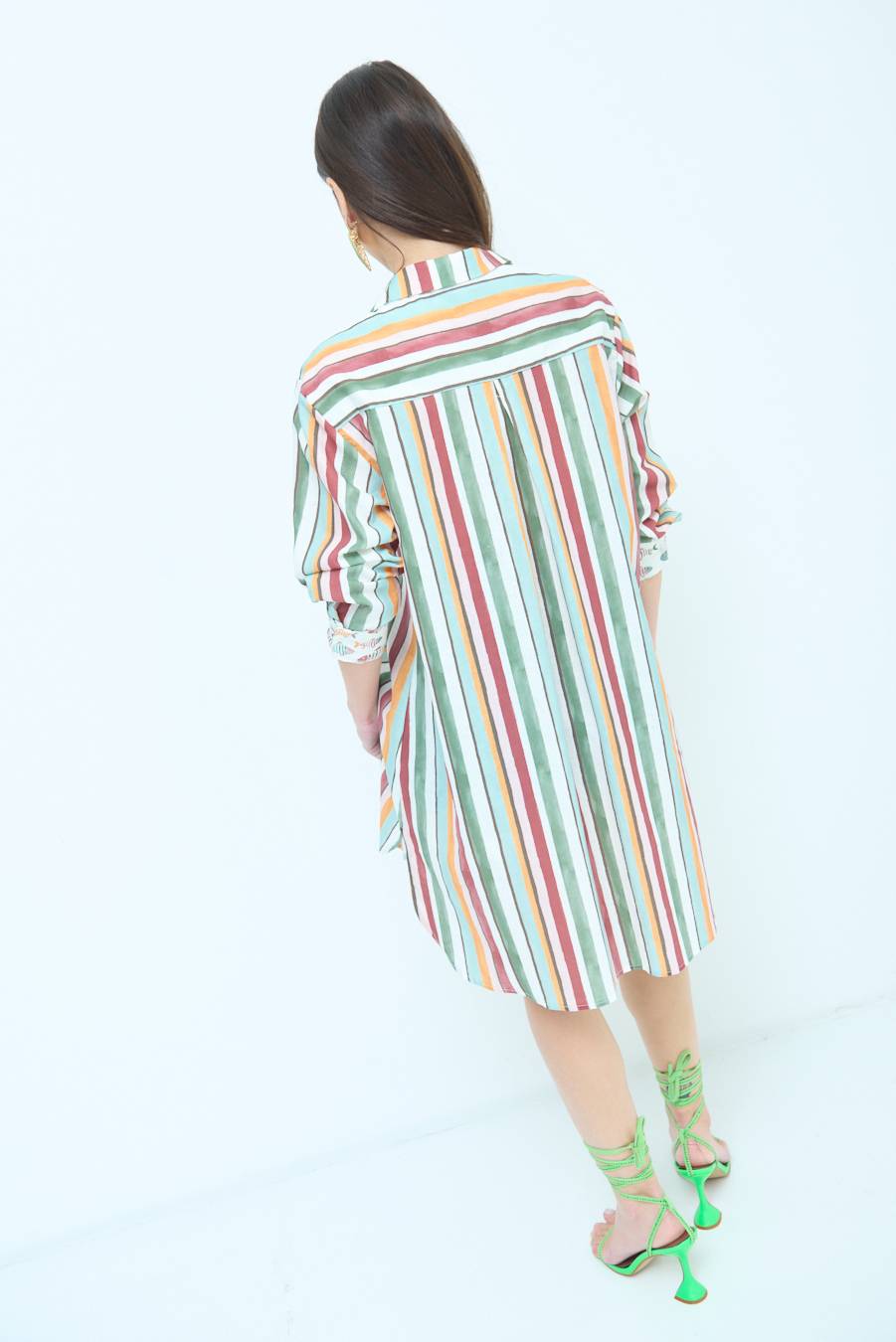 Kikisix CAMICIONE INSERTO RIGA. FANTASIA PESCE VERDE/OCRA In Vendita