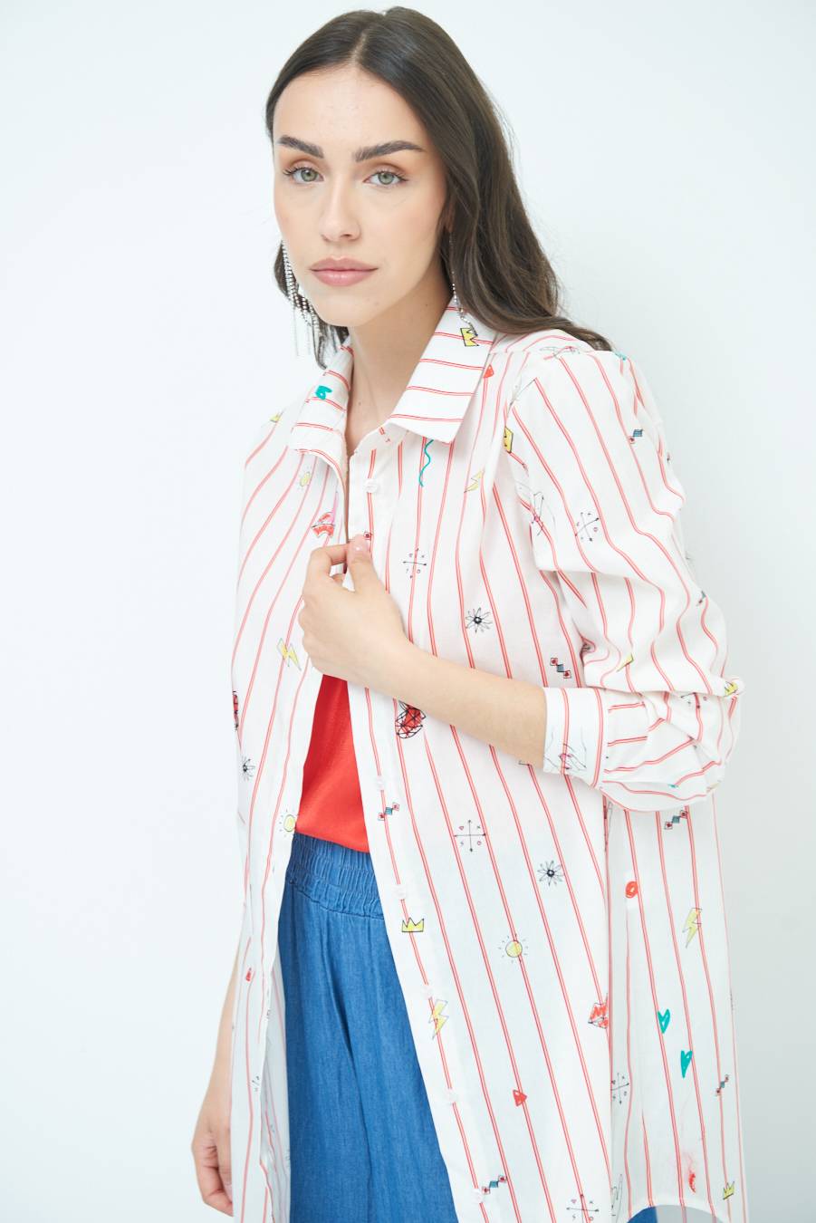 Kikisix CAMICIA ABITO FANTASIA ROSSO/BURRO Offerte