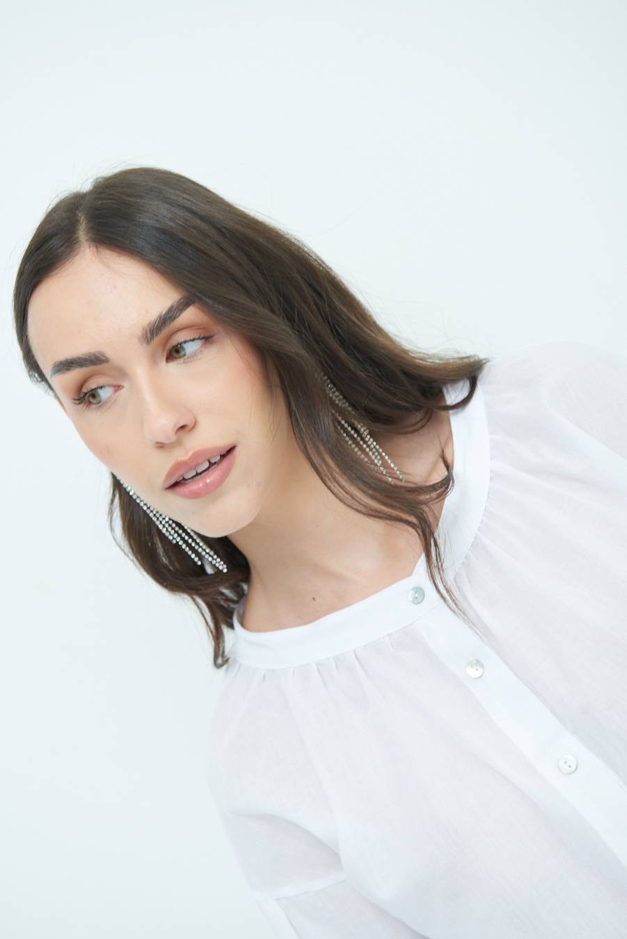 Kikisix CAMICIA SCOLLO INCRESPATO COTONE BIANCO I Più Venduti