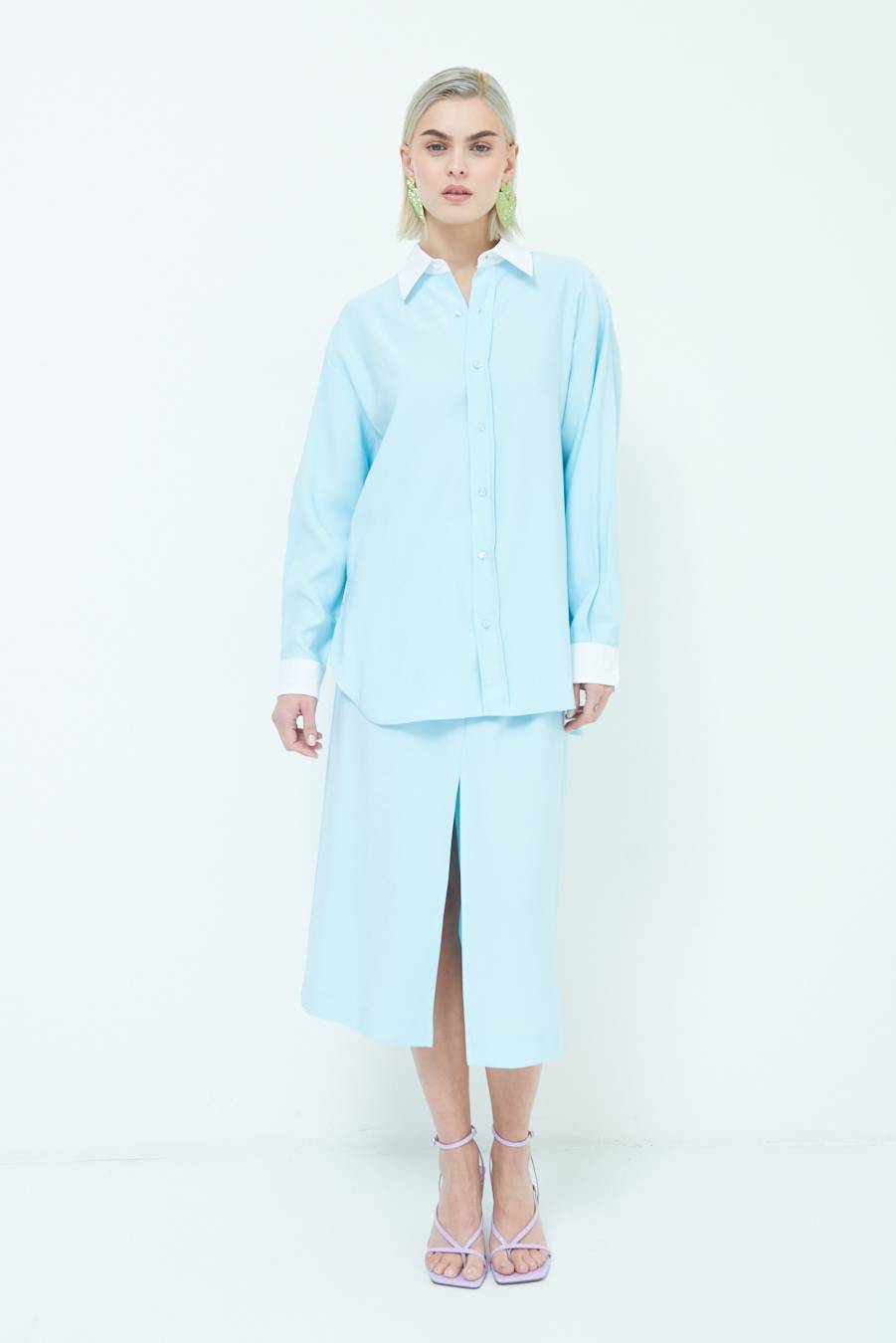 Kikisix CAMICIA COLLETTO B.CO CELESTE Negozio