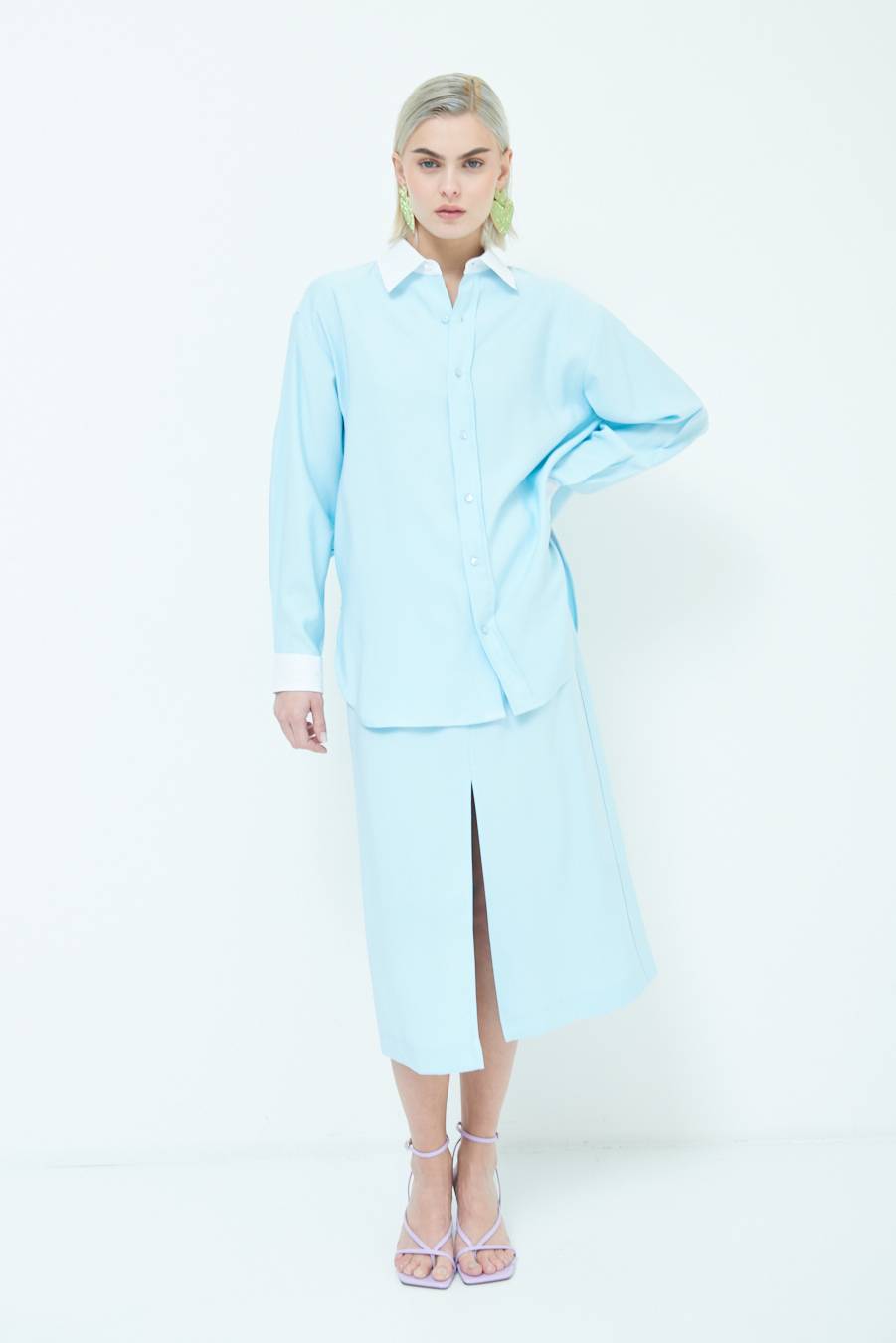 Kikisix CAMICIA COLLETTO B.CO CELESTE Negozio