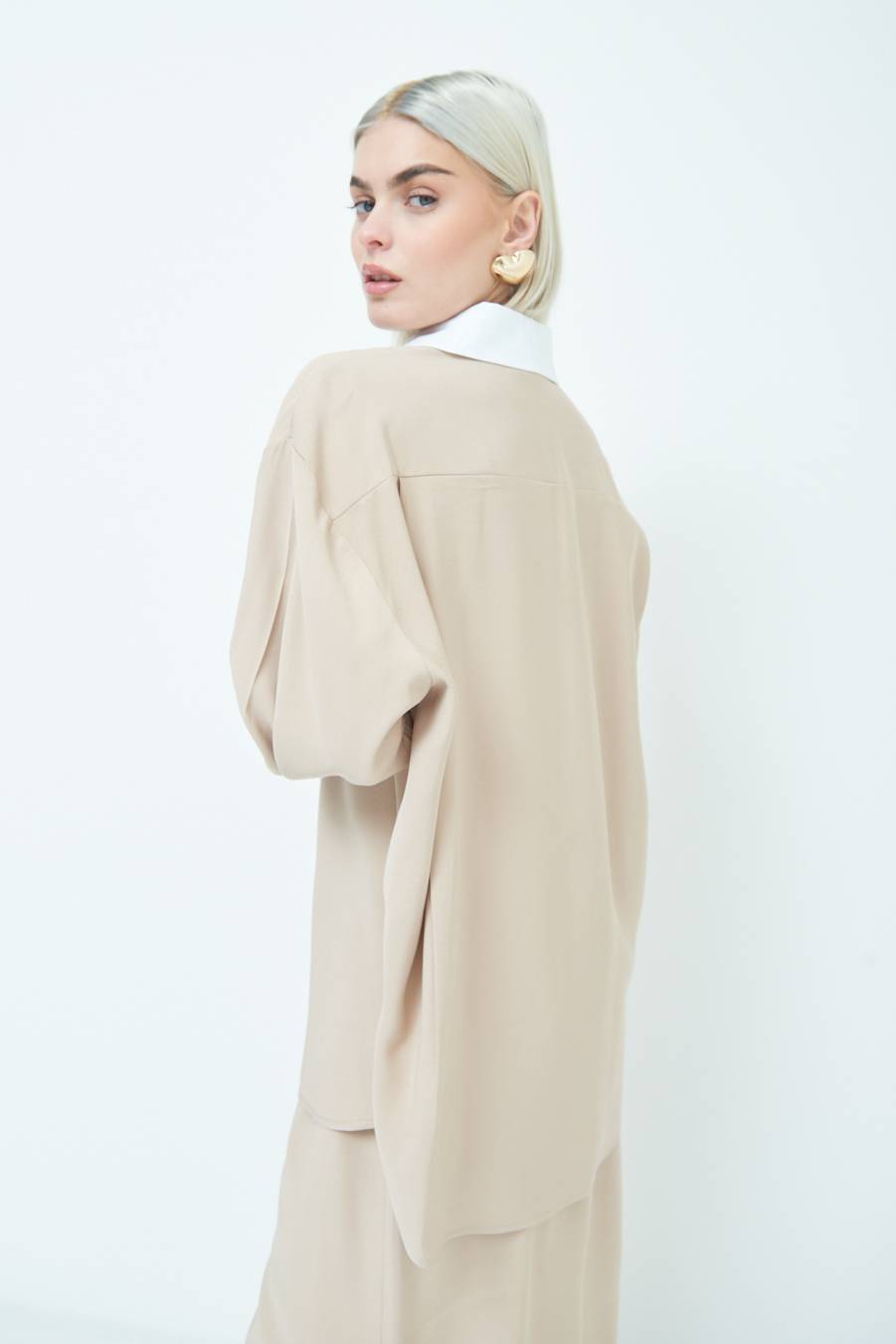 Kikisix CAMICIA COLLETTO B.CO BEIGE In Saldo