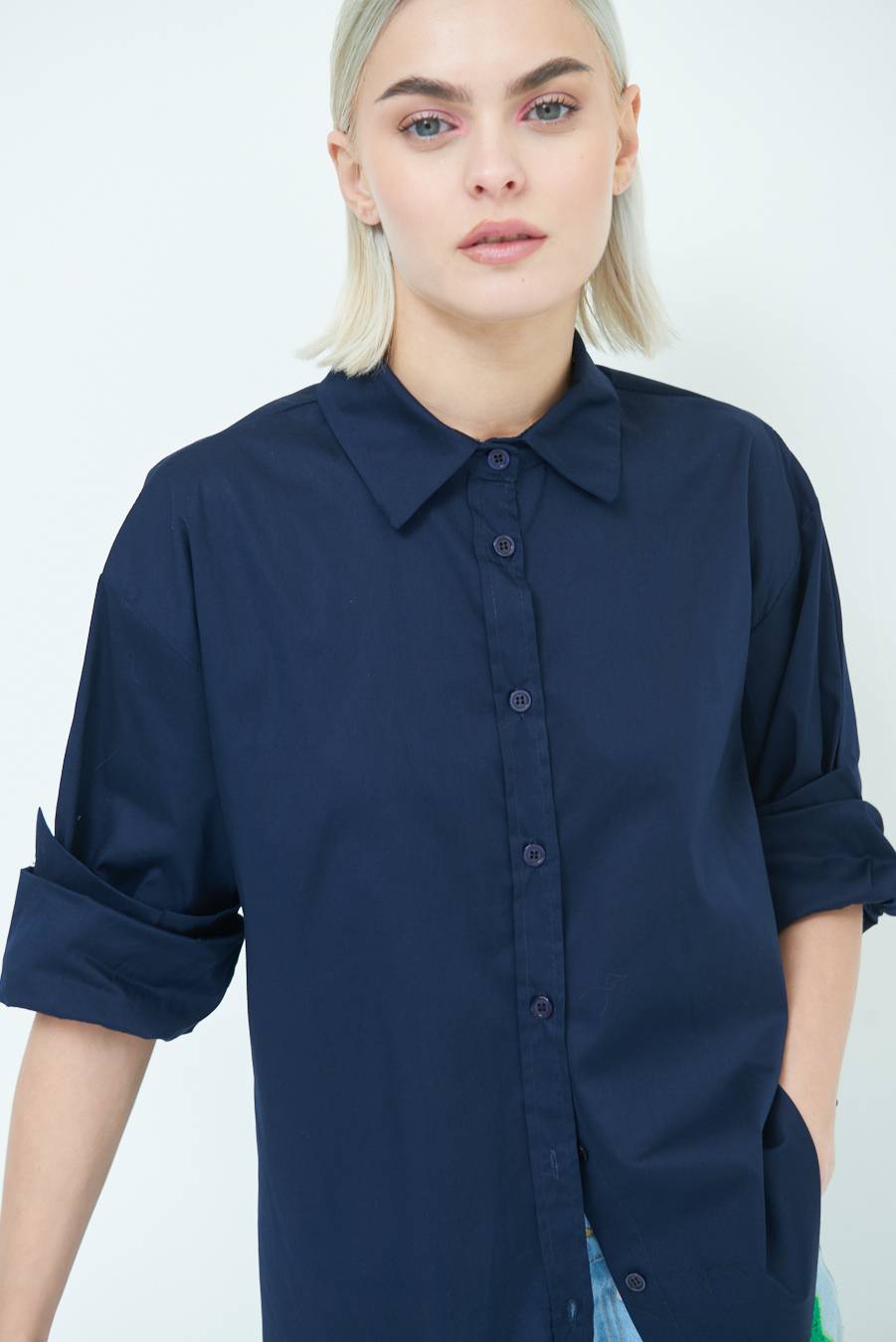 Kikisix CAMICIA MANICA AMPIA BLU Nuova