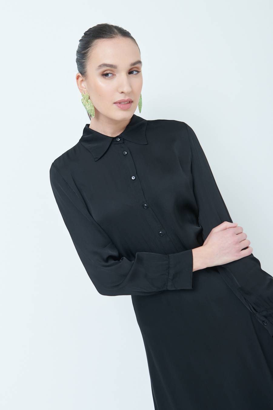 Kikisix CAMICIA RASO VISCOSA NERO Moda