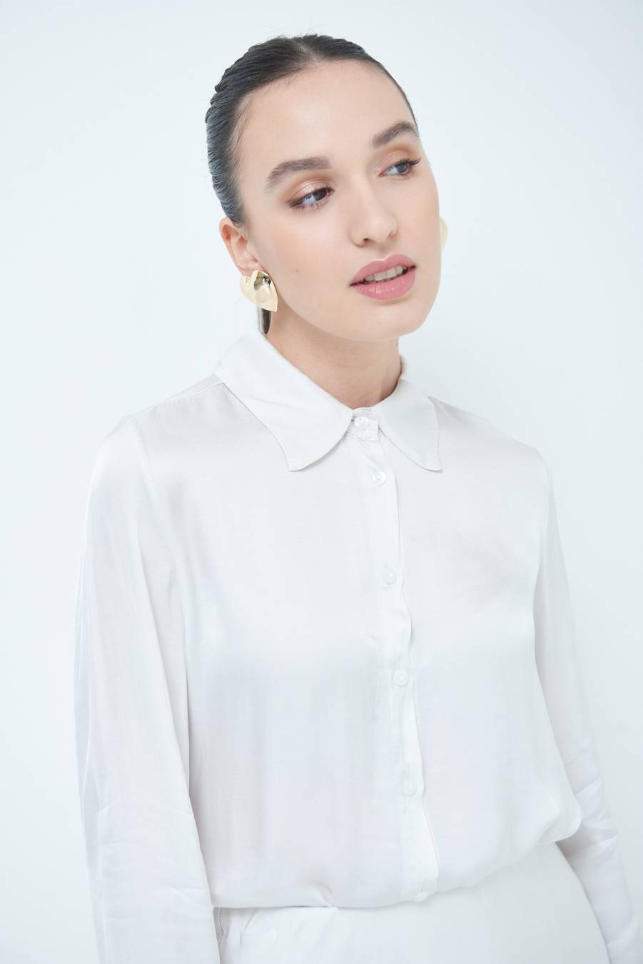 Kikisix CAMICIA RASO VISCOSA BEIGE Spedizione gratuita