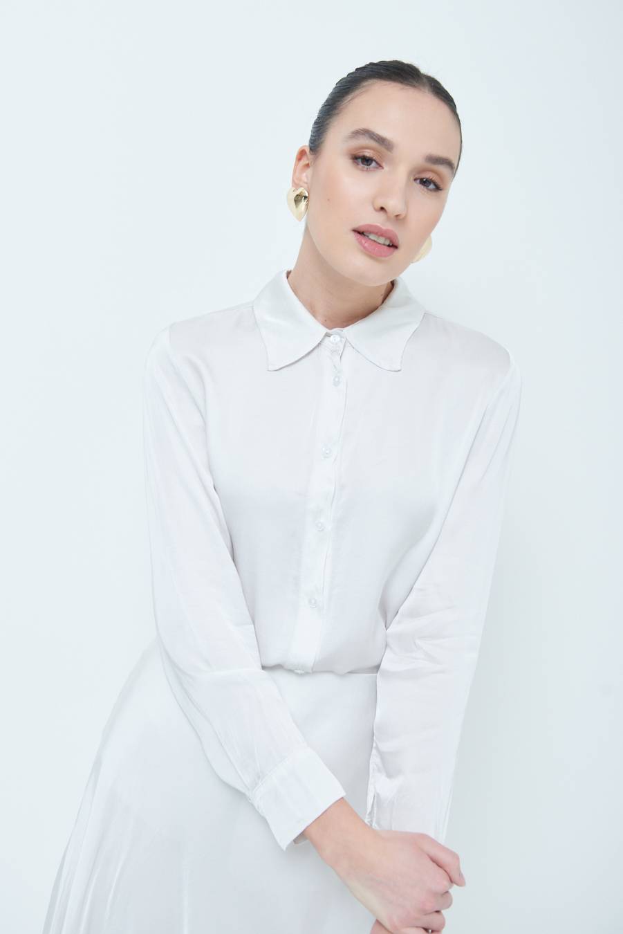 Kikisix CAMICIA RASO VISCOSA BEIGE Spedizione gratuita