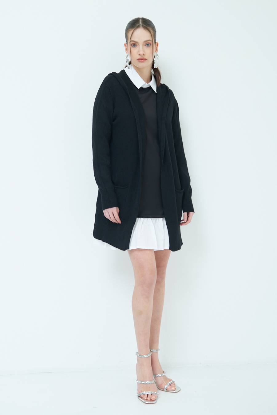 Kikisix CARDIGAN CON DUE TASCHE NERO Offerta natalizia