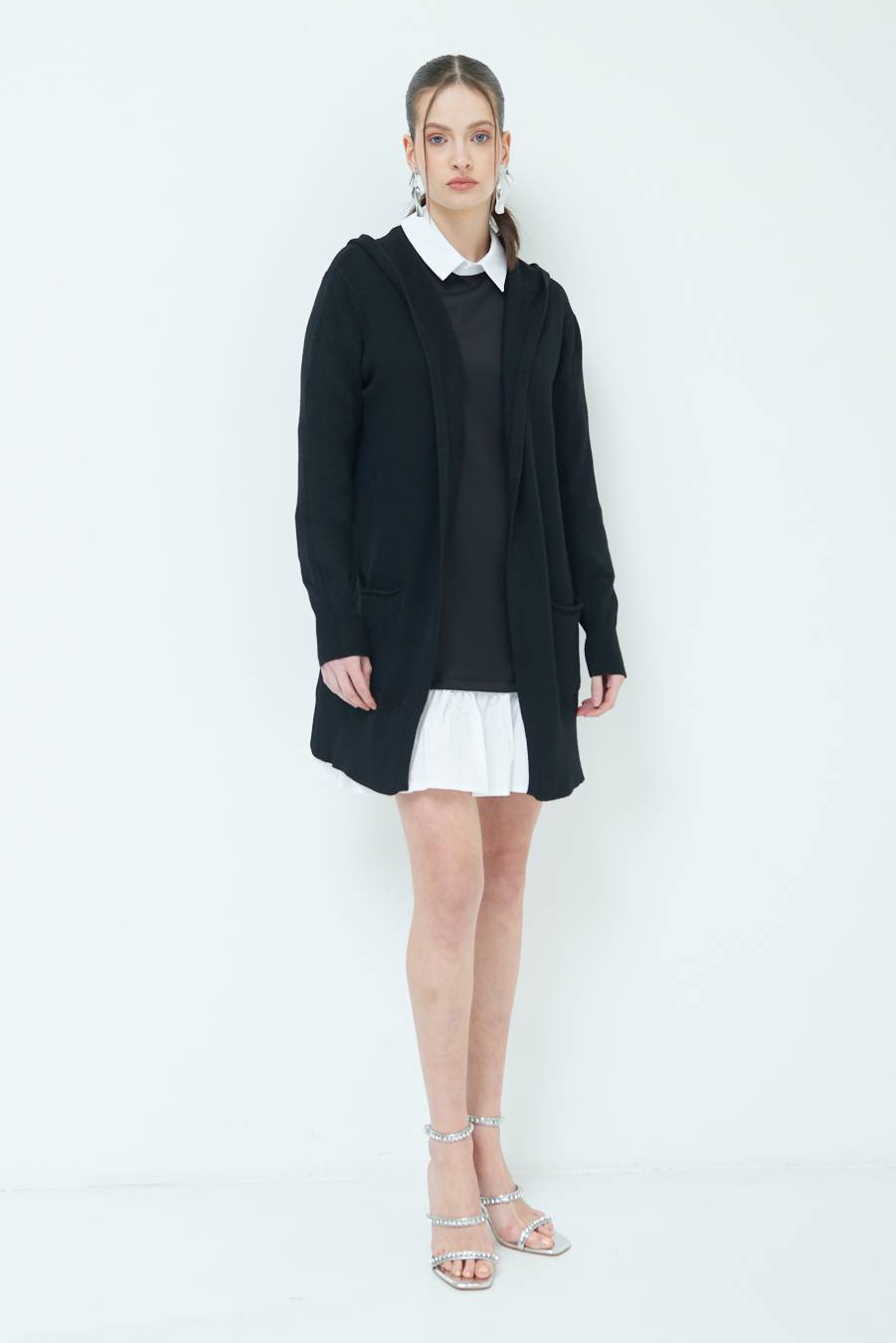 Kikisix CARDIGAN CON DUE TASCHE NERO Offerta natalizia