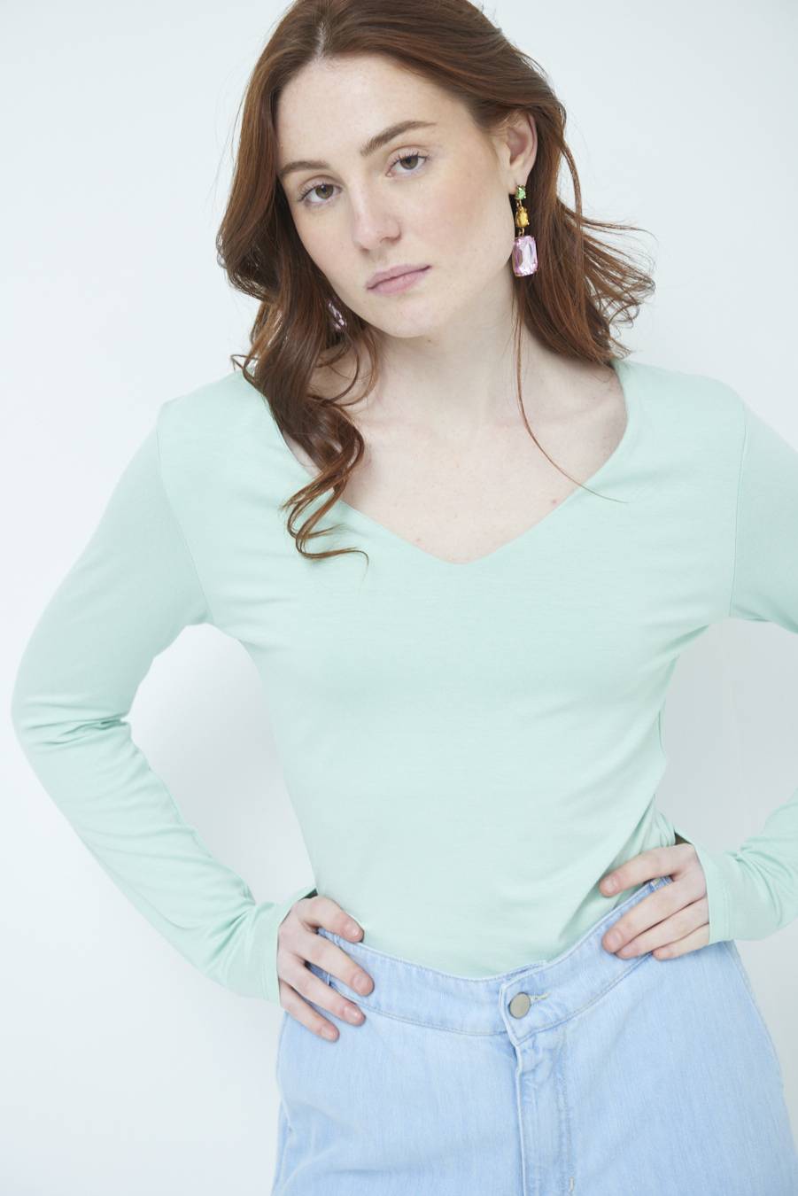 Kikisix BASICO SCOLLO V VERDE Offerta Giorno del Papà