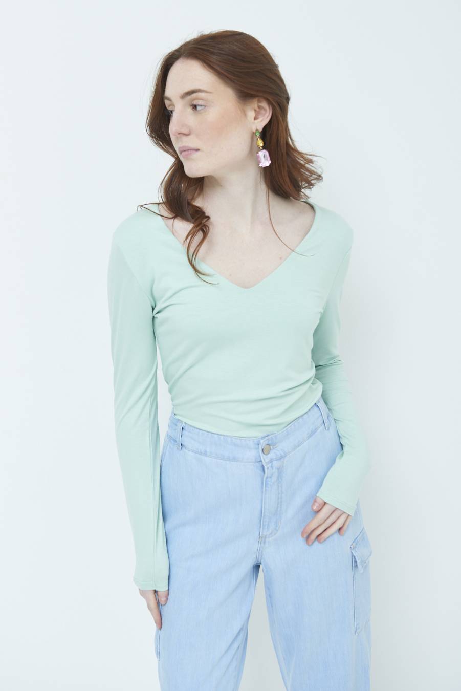 Kikisix BASICO SCOLLO V VERDE Offerta Giorno del Papà