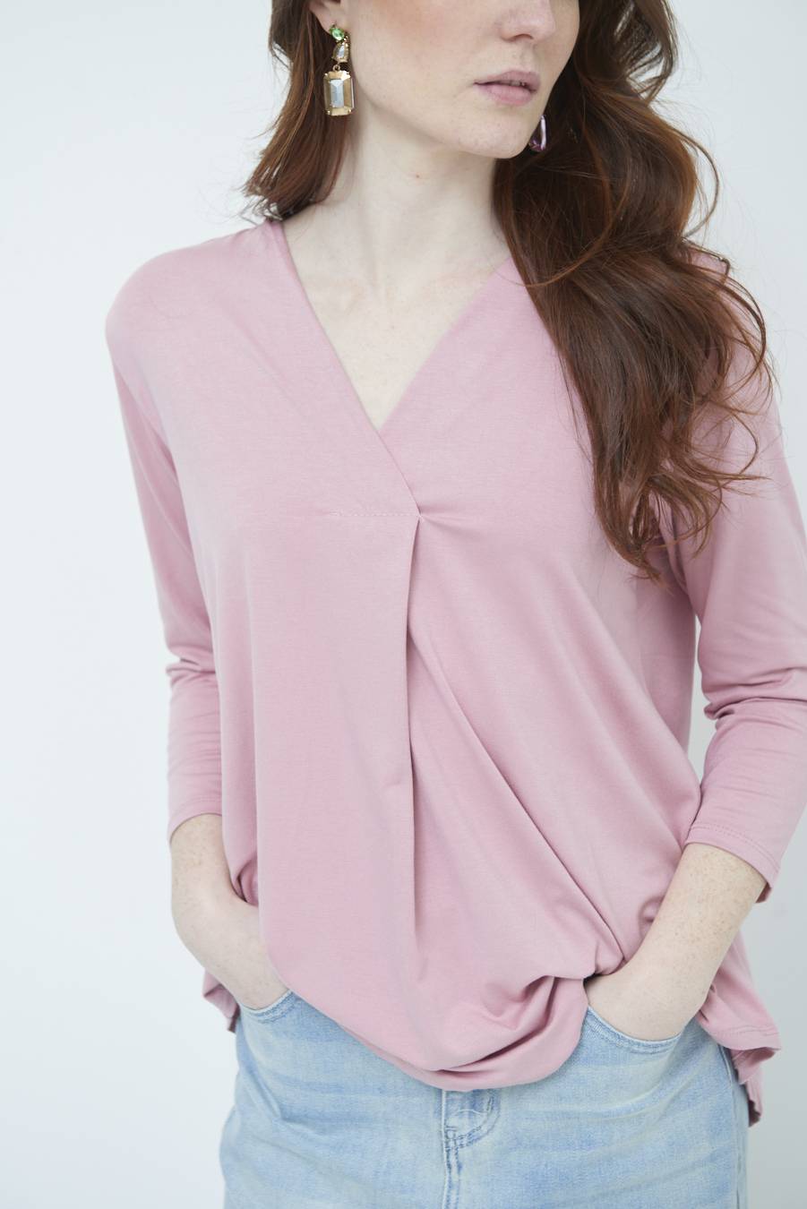 Kikisix MAGLIA V PIEG.DAVANTI ROSA Vendita calda