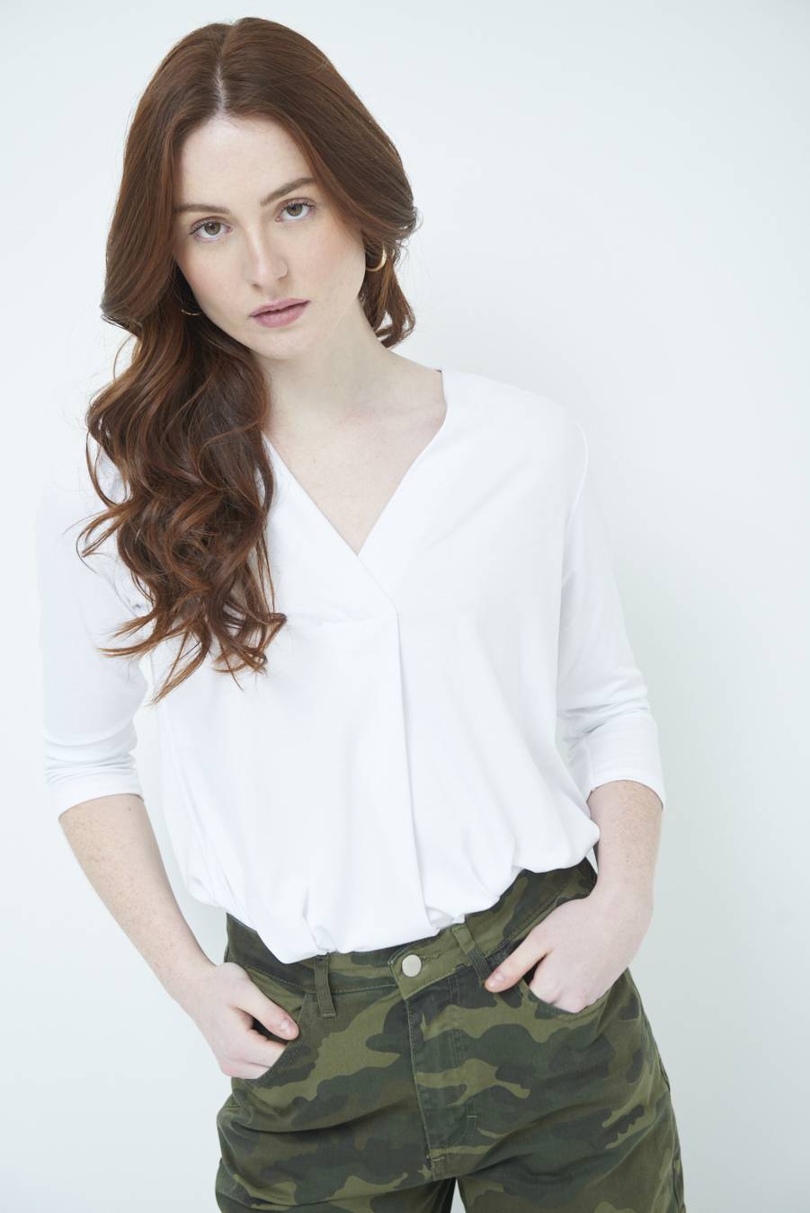 Kikisix MAGLIA V PIEG.DAVANTI BIANCO Online Outlet