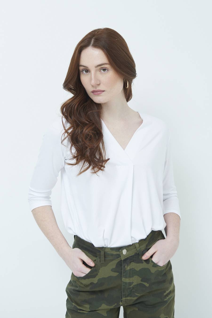 Kikisix MAGLIA V PIEG.DAVANTI BIANCO Online Outlet