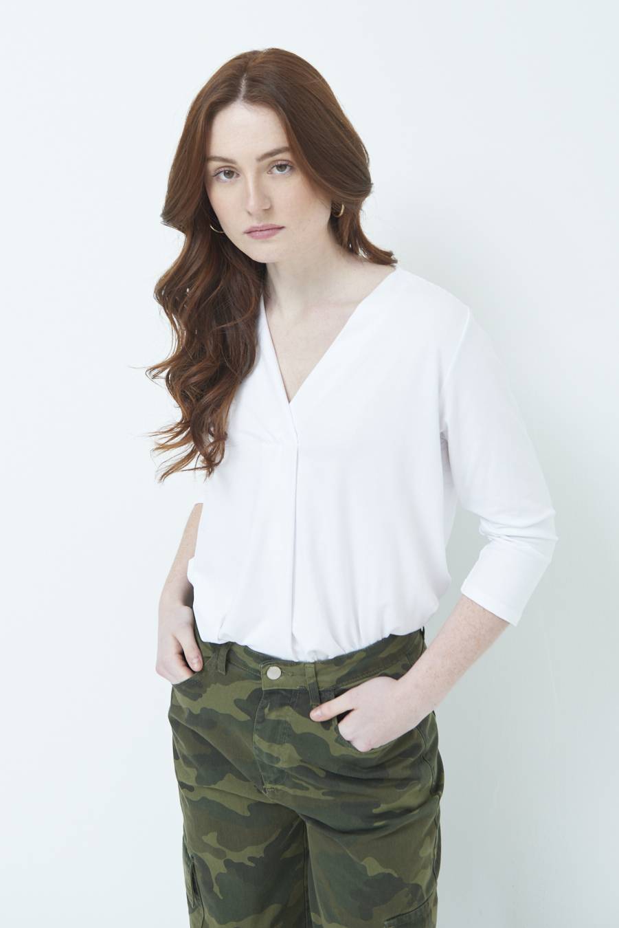 Kikisix MAGLIA V PIEG.DAVANTI BIANCO Online Outlet